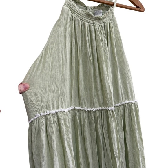 Rachel Zoe Sage Green Sleeveless Tiered Maxi Dress Bohemian Cottagecore Size 4 - Picture 5 of 7